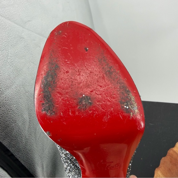 Christian Louboutin Very Prive peep-toe pumps silver glitter finish 38.5 8.5 - Picture 11 of 13